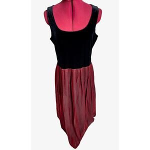 Coldwater Creek‎ Vintage Size 10 Velvet Taffeta Sleeveless Dress Black & Red